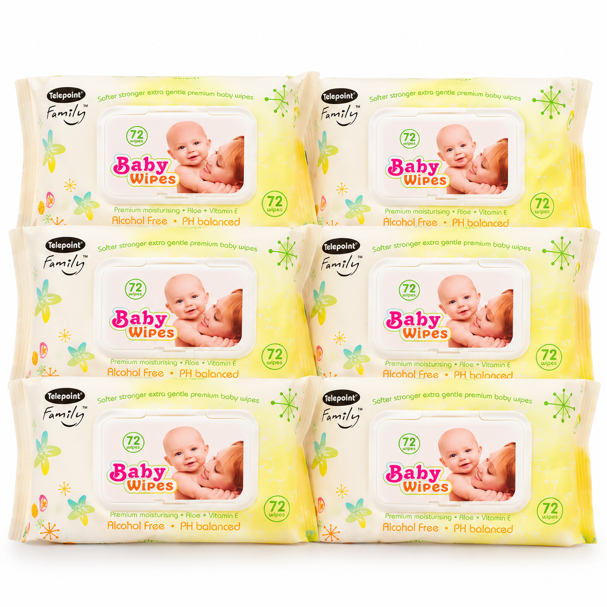 Telepoint Family Baby Wipes – 72 Wipes × 6 Pack