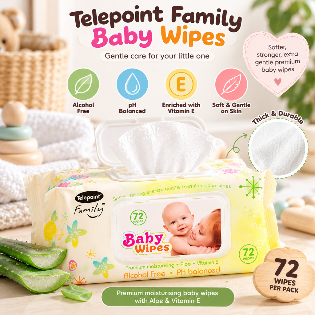 Telepoint Family Baby Wipes – 72 Wipes × 6 Pack