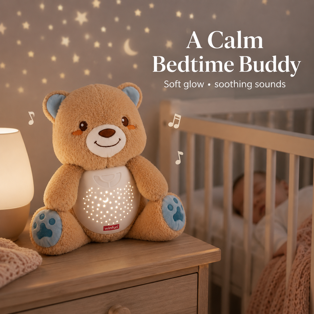 Winfun Starry Lights Bear – 2-in-1 Night Light & Sleep Soother