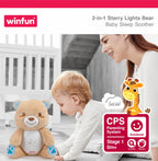 Winfun Starry Lights Bear – 2-in-1 Night Light & Sleep Soother
