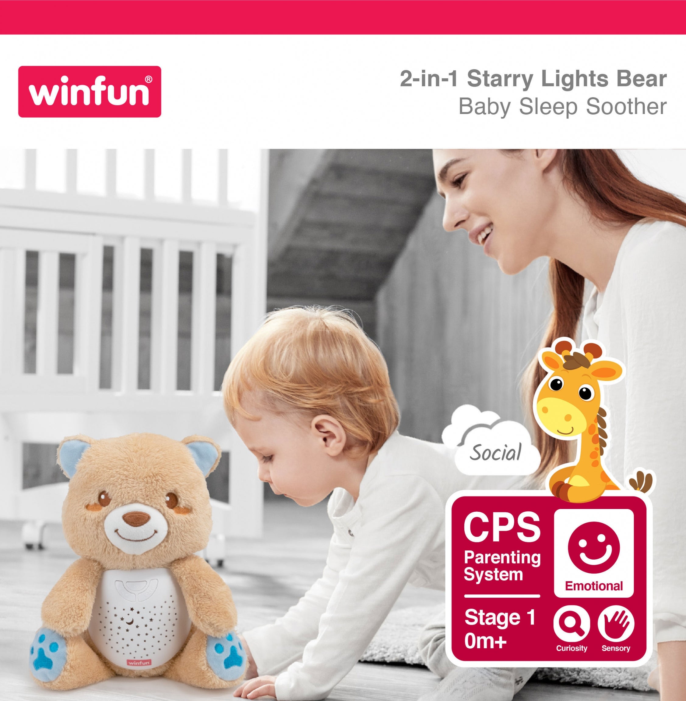 Winfun Starry Lights Bear – 2-in-1 Night Light & Sleep Soother
