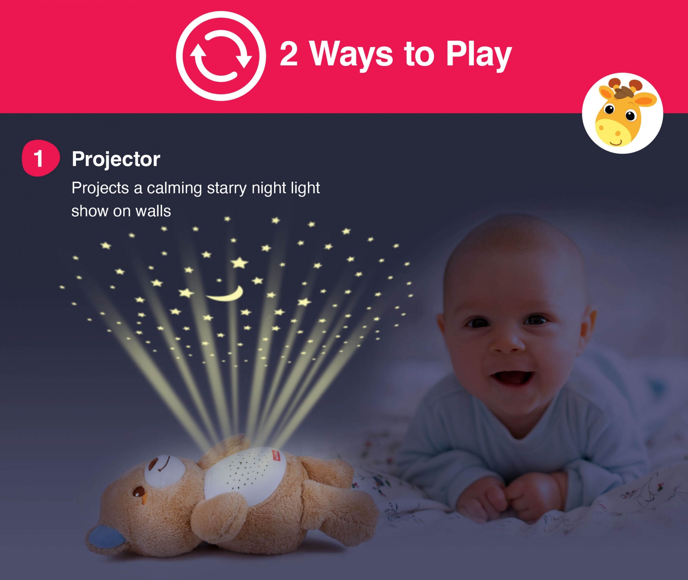 Winfun Starry Lights Bear – 2-in-1 Night Light & Sleep Soother