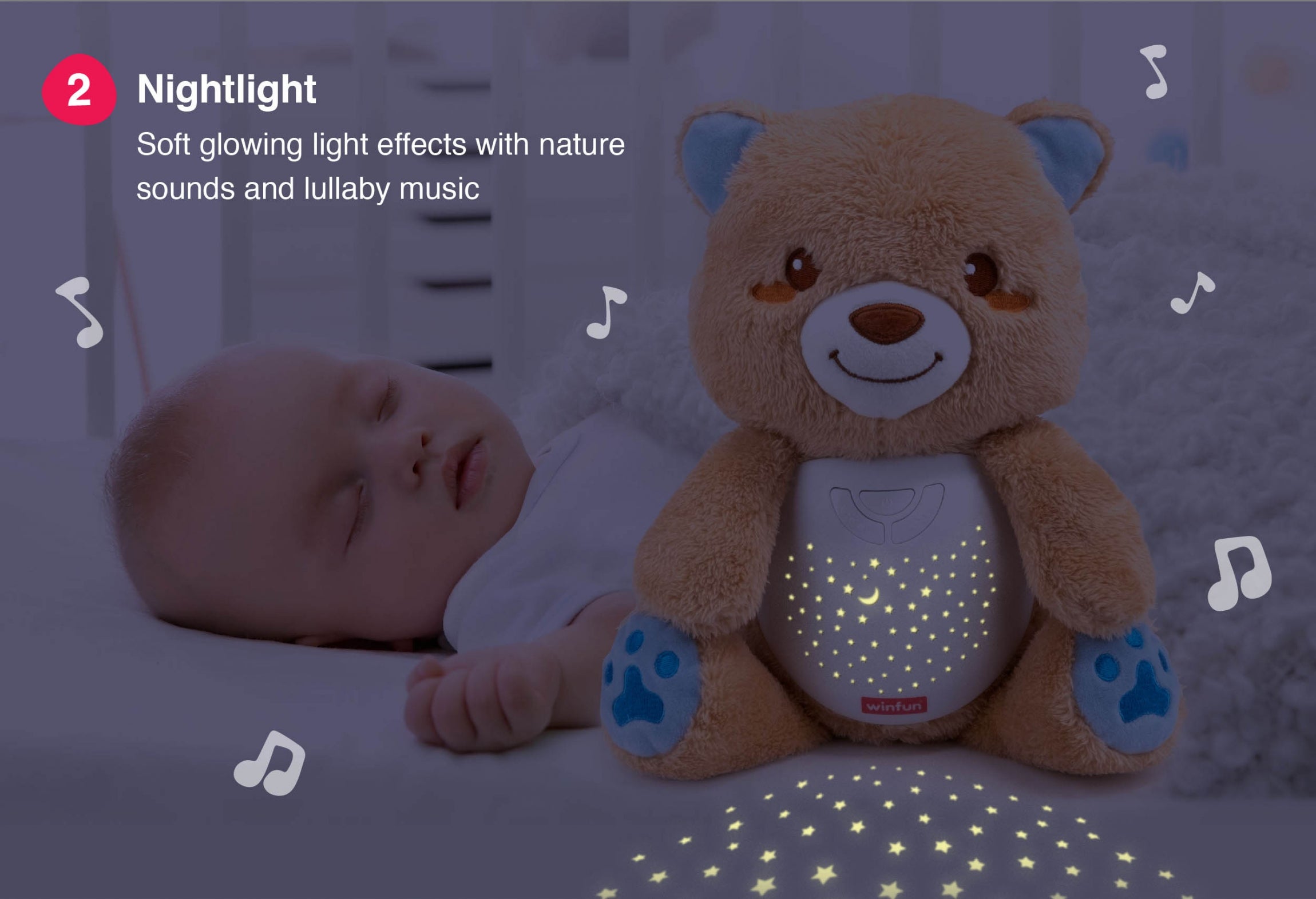 Winfun Starry Lights Bear – 2-in-1 Night Light & Sleep Soother