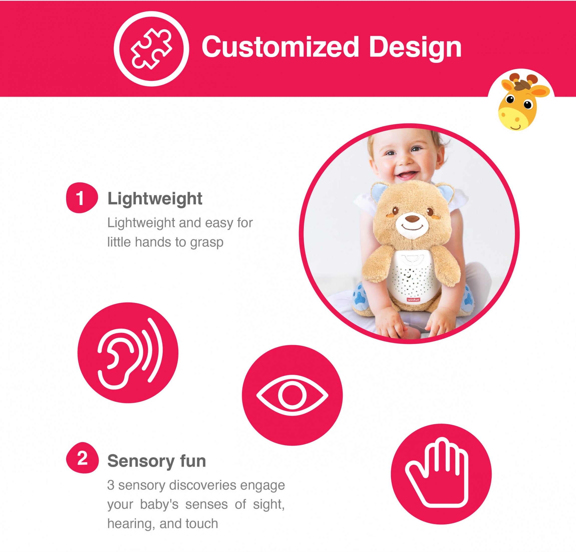 Winfun Starry Lights Bear – 2-in-1 Night Light & Sleep Soother