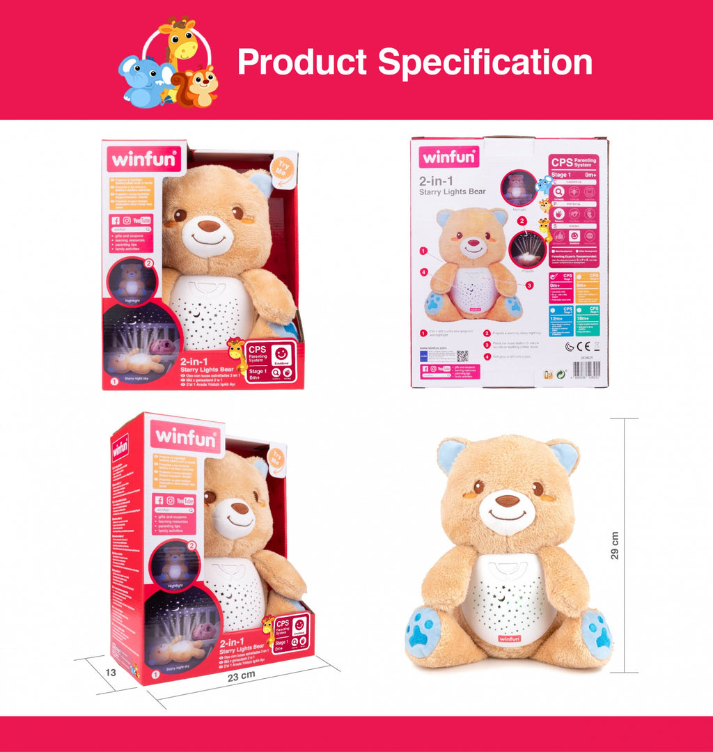 Winfun Starry Lights Bear – 2-in-1 Night Light & Sleep Soother