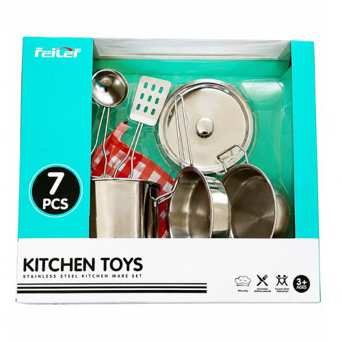 Little Chef Stainless Steel Kitchen Set – 7 Piece